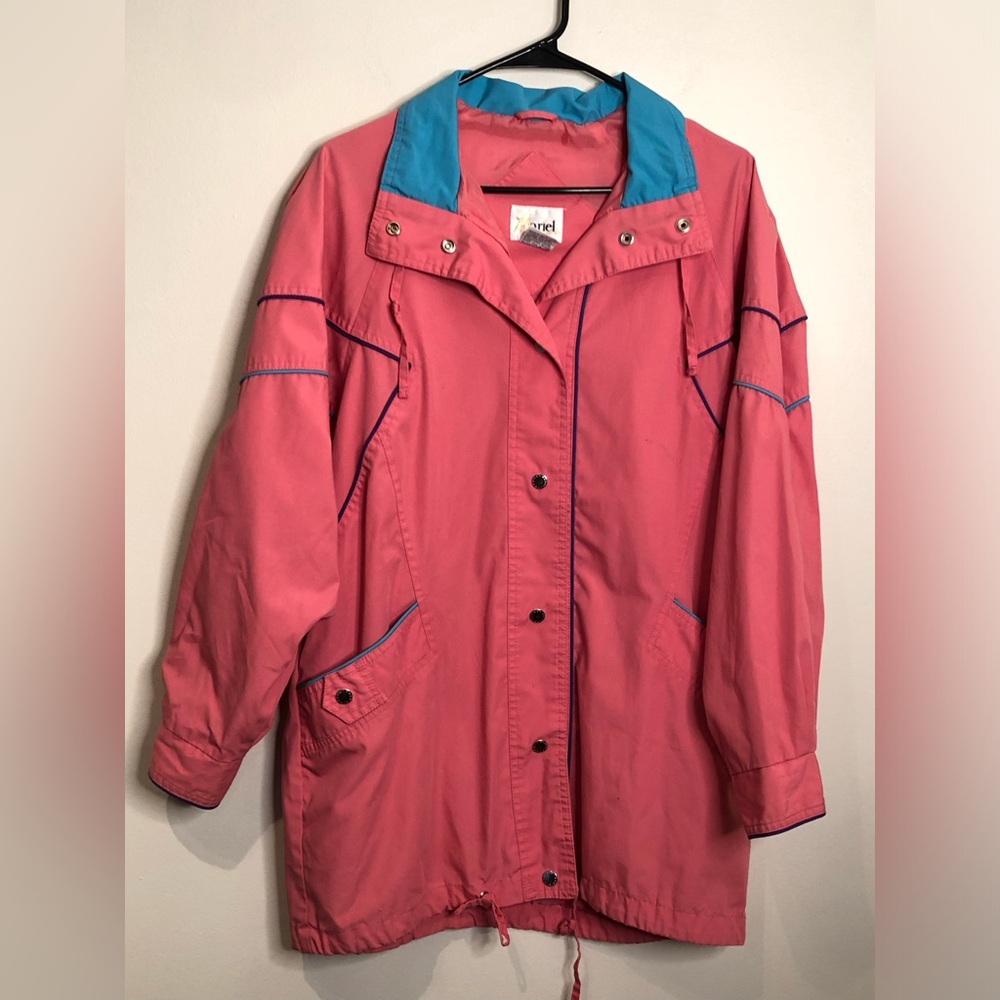 Vintage 80s 90s Mariel Coral Pink Oversized Snap Front Size Medium Y2K